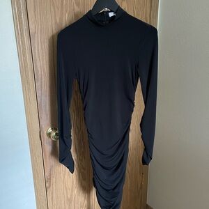 Likely Black Long Sleeve Ruched Dress